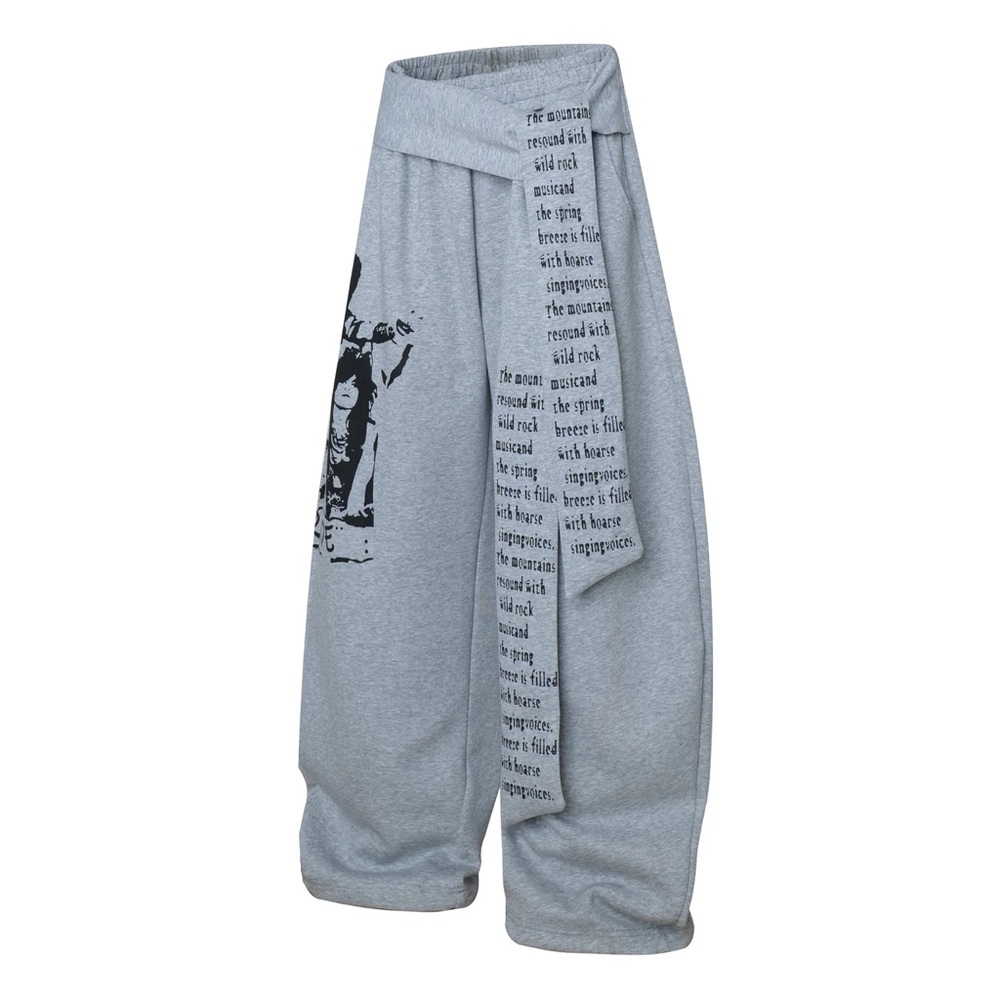 Omirad American Streetwear Graphic Print Curved Blade Casual Pants